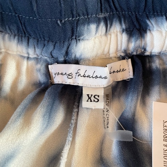 NWT Young Fabulous & Broke Palms Tie Dye Split Front Pants in Blue White Size XS - Picture 6 of 8